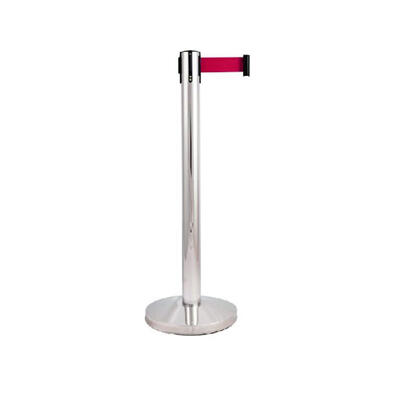 Poste Inox com Cinta Vermelha Extensível Gestor de Filas